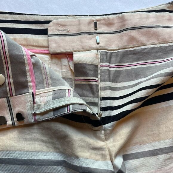 Loft Women's Short Shorts Black/Cream/Pink Multi Stripe Size 6 Hi Rise. - Picture 4 of 5